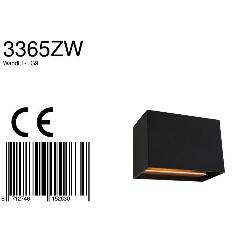 Wandlamp Muro 3365ZW Zwart