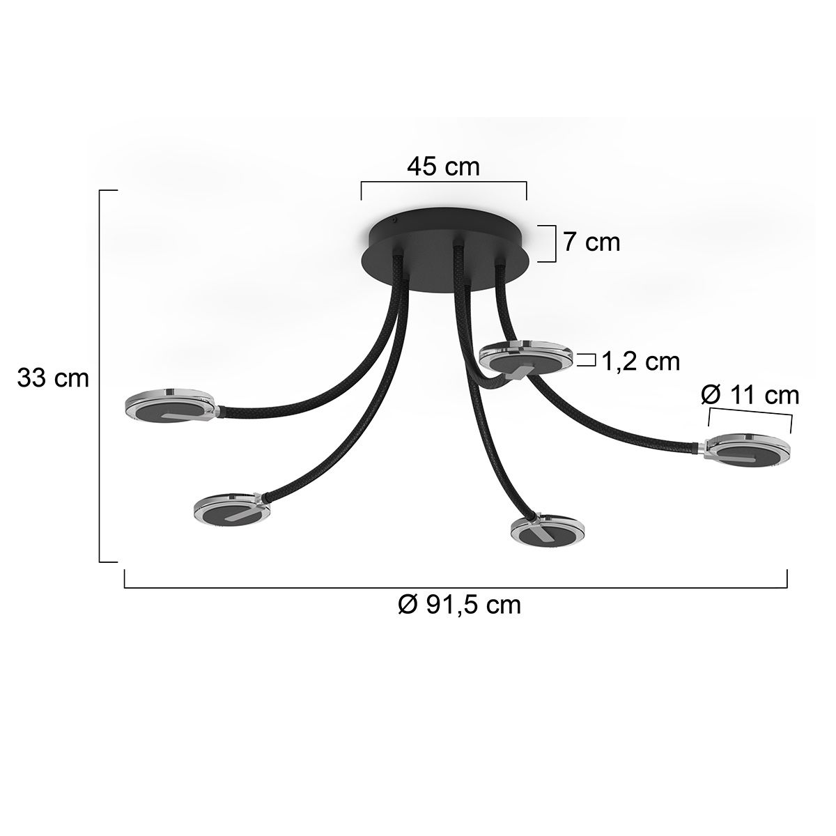 Plafondlamp Turound 3375ZW Zwart