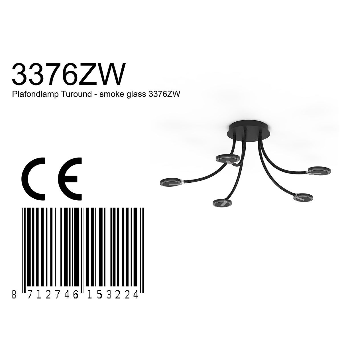Plafondlamp Turound 3376ZW Zwart