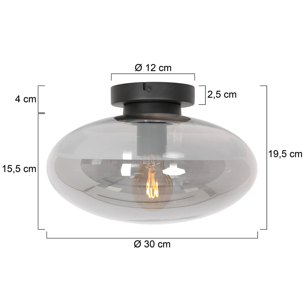 Zwarte plafondlamp Reflexion Smoke 3388ZW