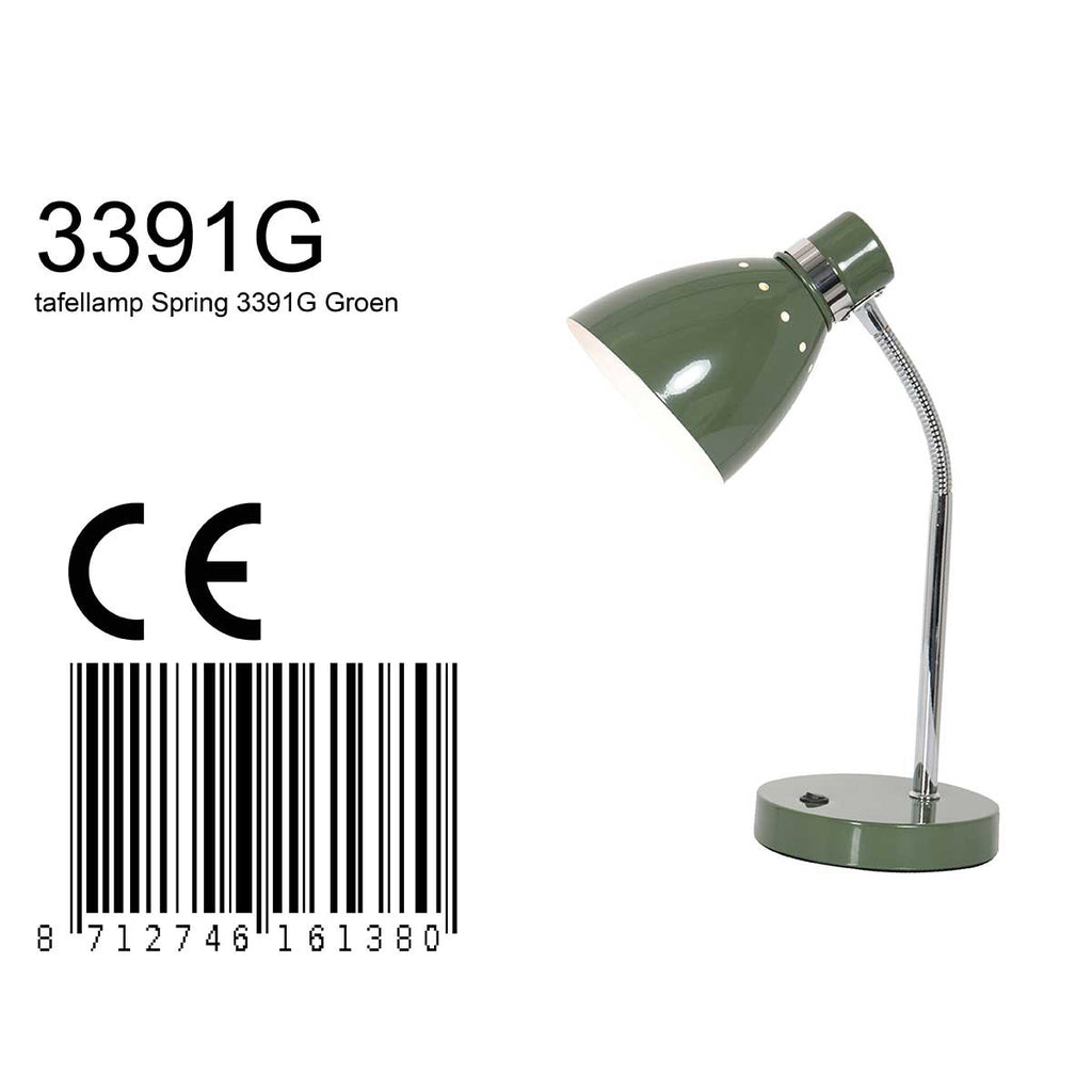 Tafellamp Spring 3391G groen met E27 fitting