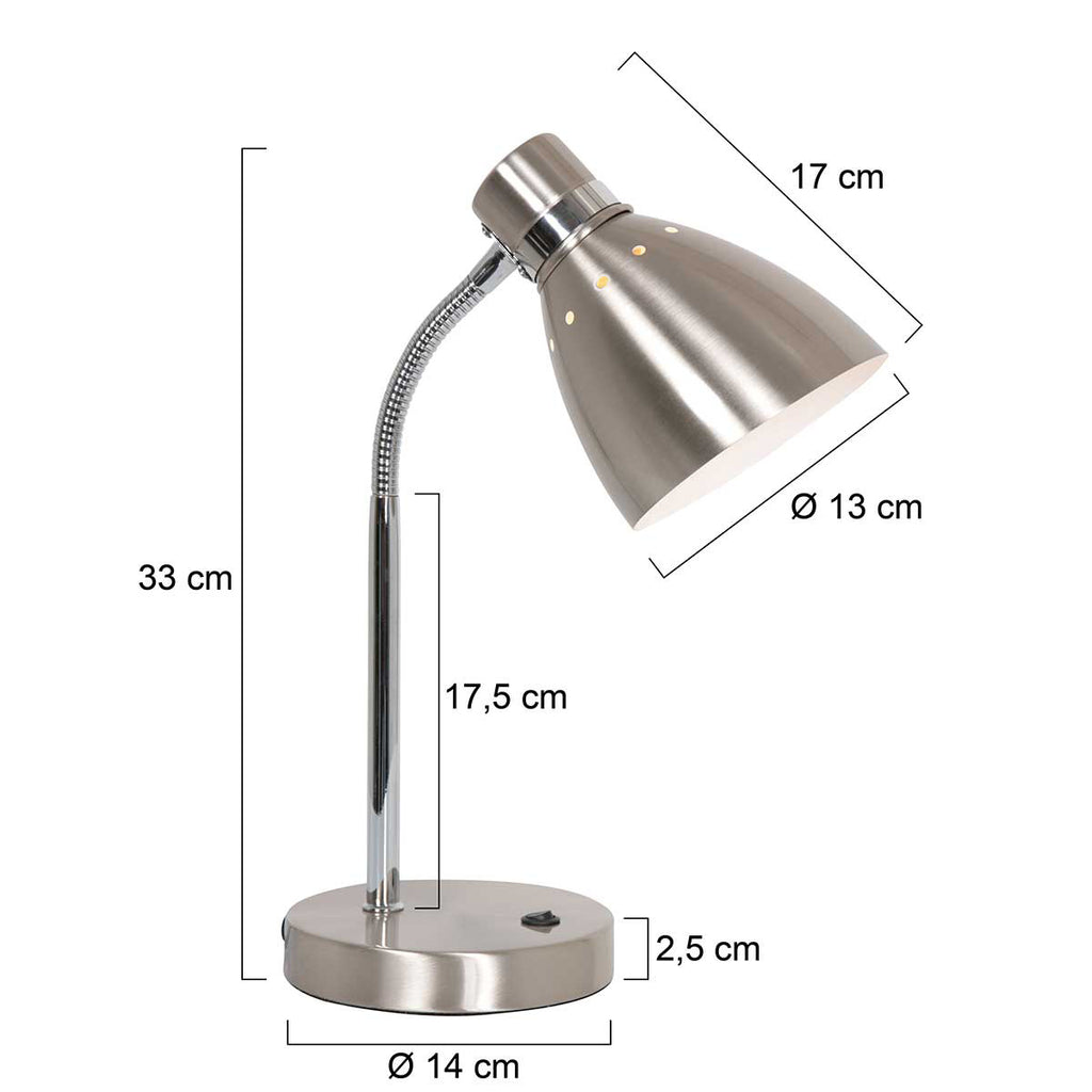 Tafellamp Spring 3391ST staal met E27 fitting