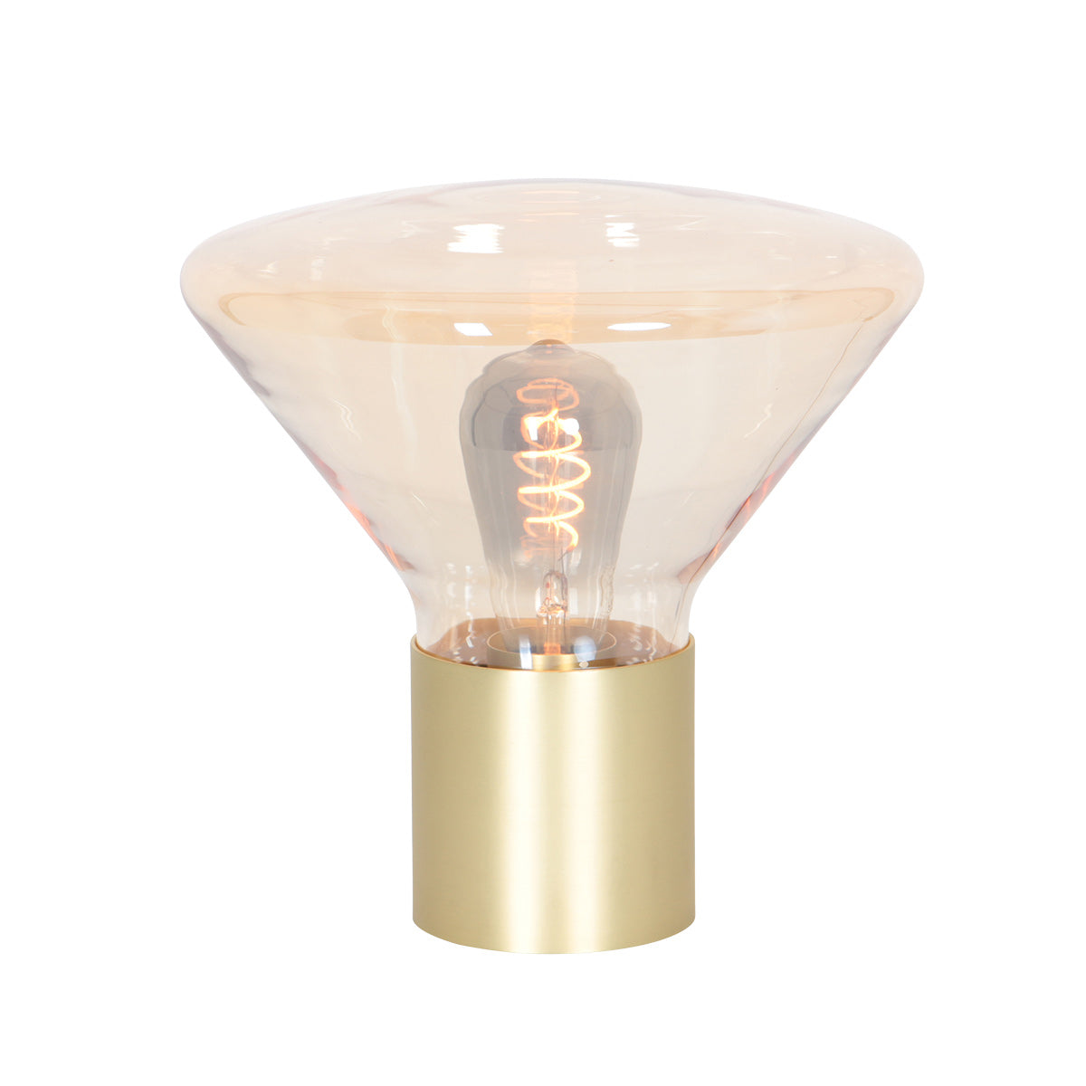 Tafellamp Ambiance 3401ME – messing lamp met amber glas
