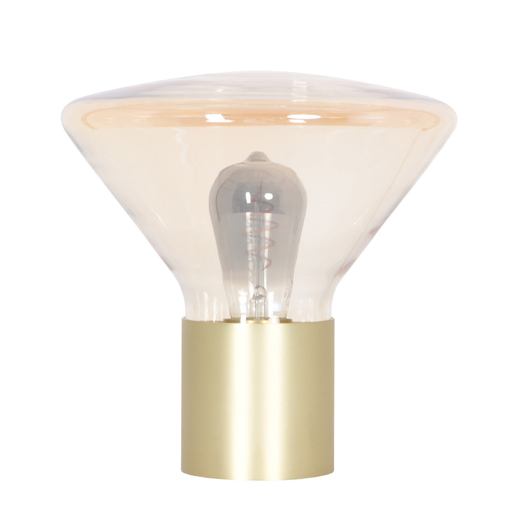 Tafellamp Ambiance 3401ME – messing lamp met amber glas