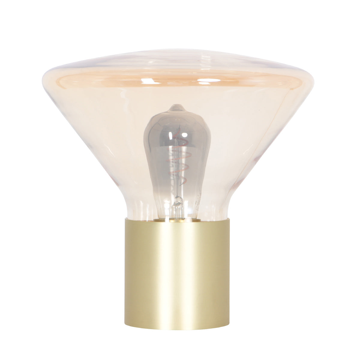Tafellamp Ambiance 3401ME – messing lamp met amber glas