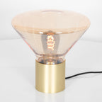 Tafellamp Ambiance 3401ME – messing lamp met amber glas