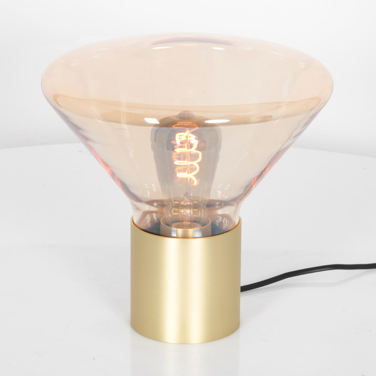Tafellamp Ambiance 3401ME – messing lamp met amber glas