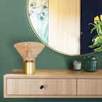 Tafellamp Ambiance 3401ME – messing lamp met amber glas