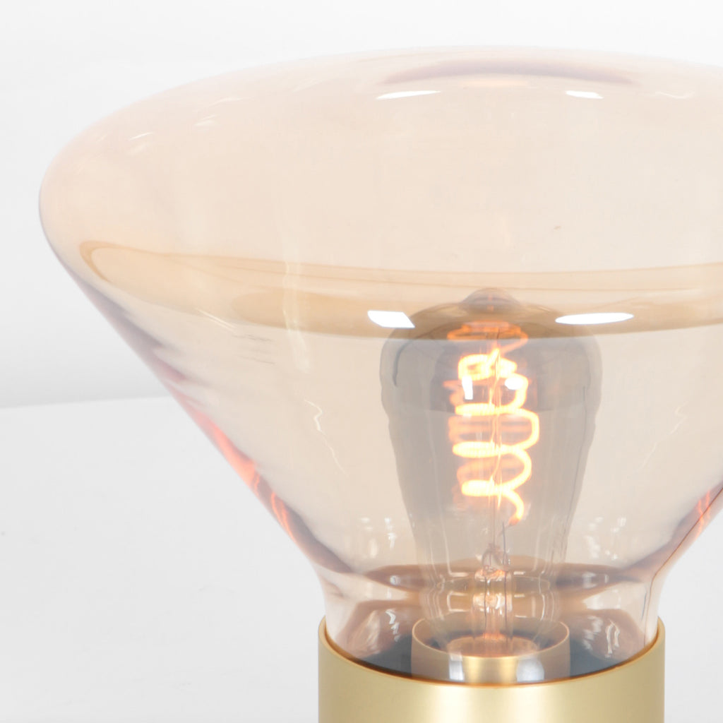Tafellamp Ambiance 3401ME – messing lamp met amber glas