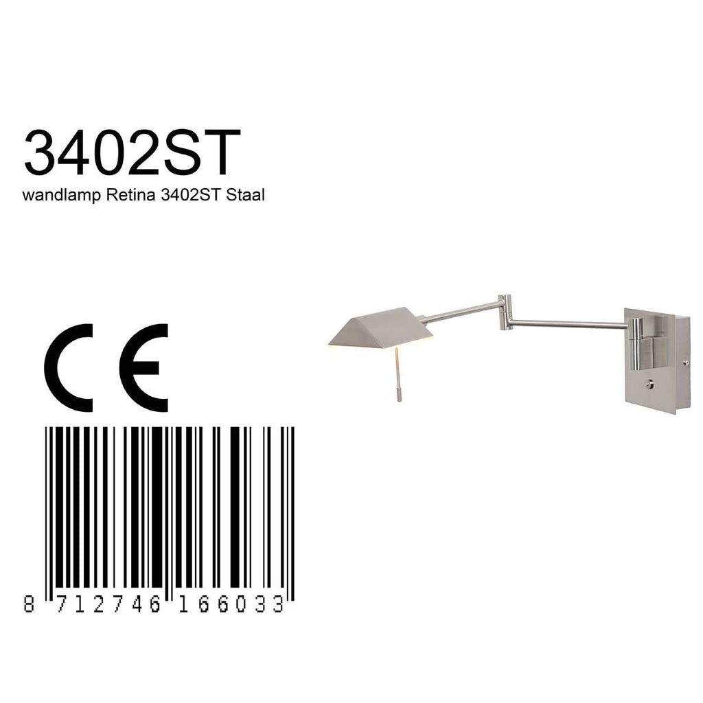 Wandlamp Retina 3402ST Staal