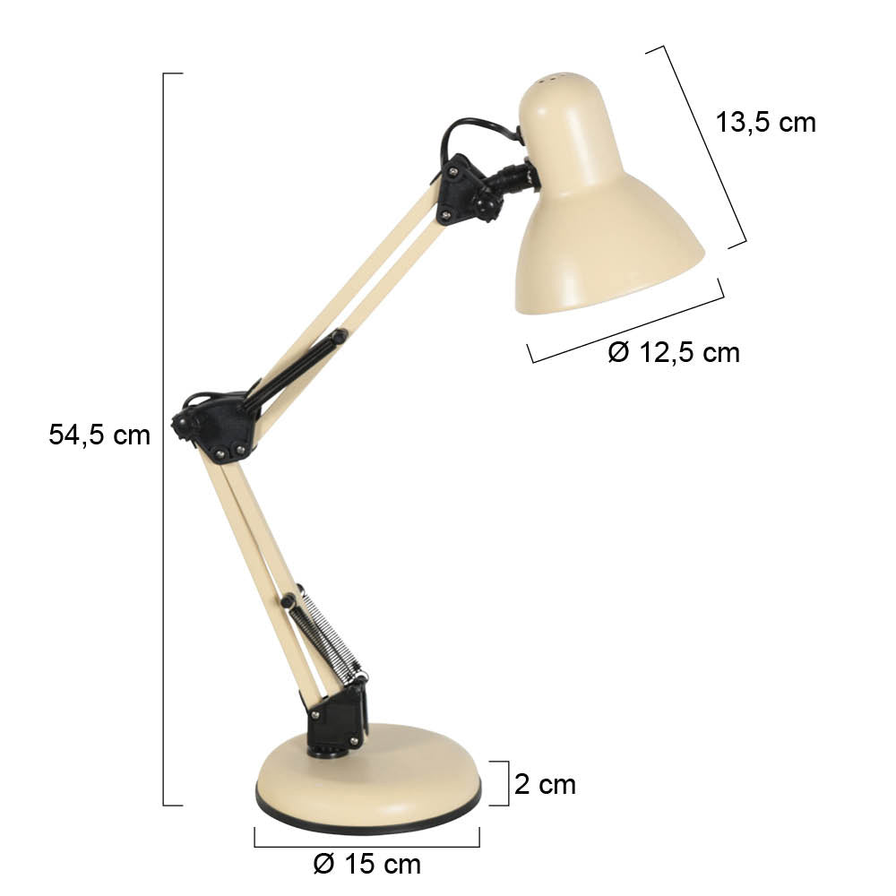Tafellamp Study 3456CR – Crèmekleurige bureaulamp verstelbaar