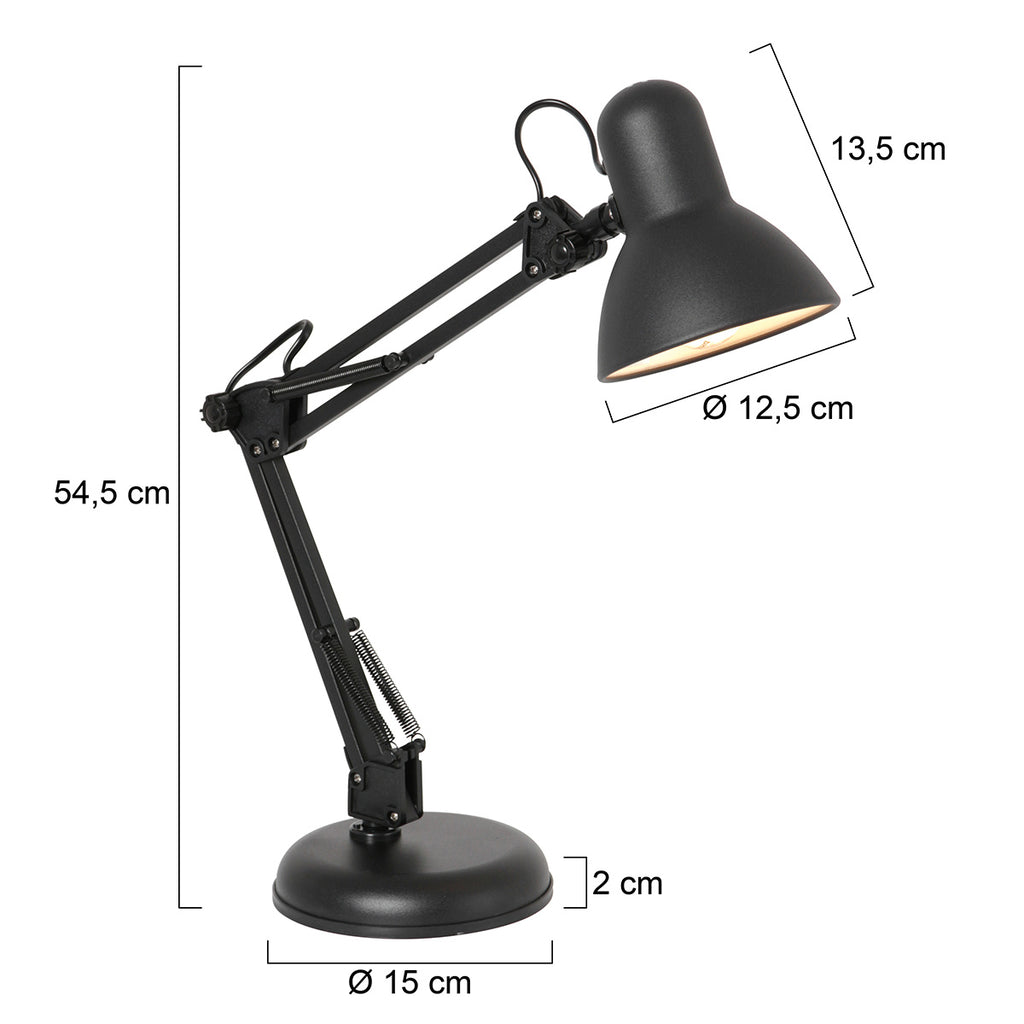 Tafellamp Study 3456ZW – zwarte bureaulamp verstelbaar