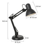 Tafellamp Study 3456ZW – zwarte bureaulamp verstelbaar