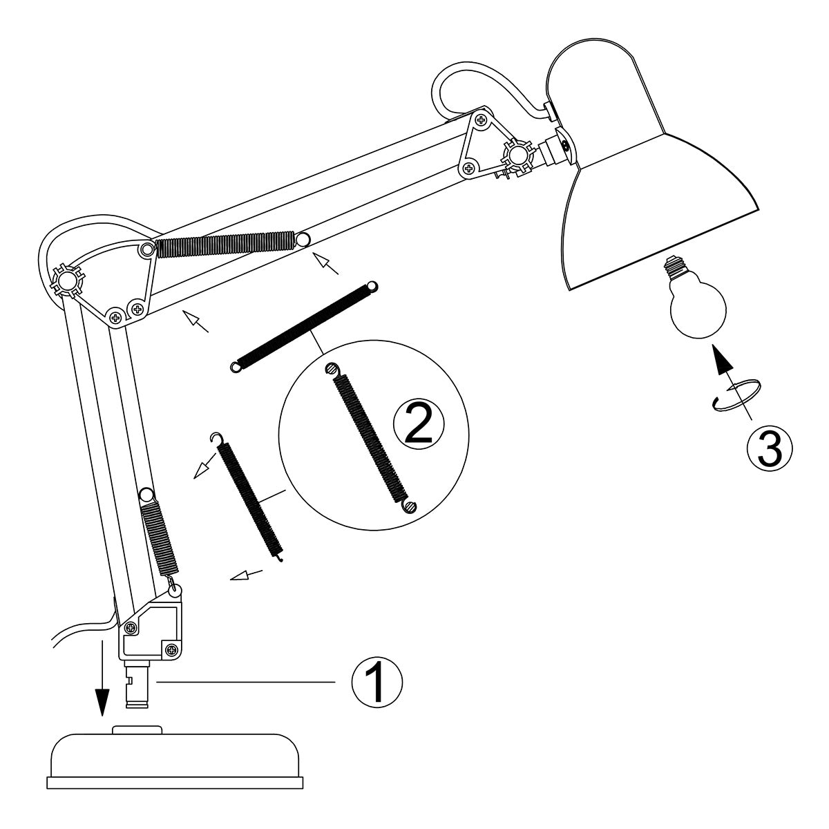Tafellamp Study 3456ZW – zwarte bureaulamp verstelbaar