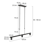 Zwarte 3-lichts hanglamp Stang 3457ZW zonder kappen