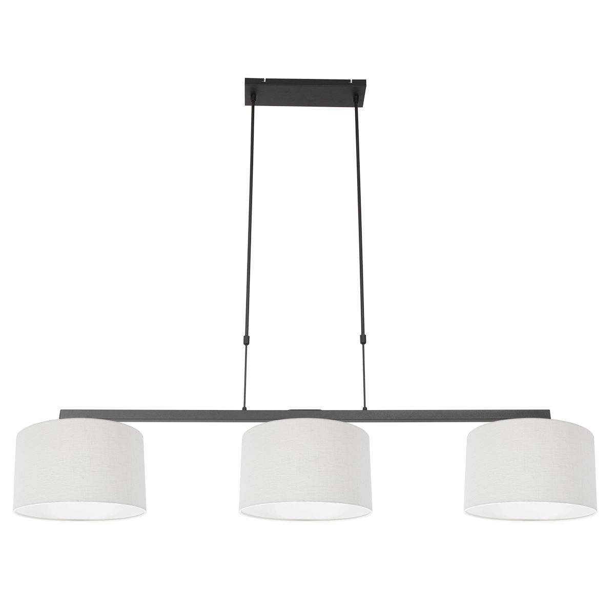 Hanglamp Stang 3461ZW Zwart + Kap Wit Linnen
