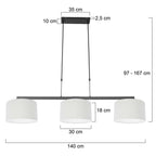 Hanglamp Stang 3461ZW Zwart + Kap Wit Linnen
