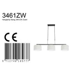 Hanglamp Stang 3461ZW Zwart + Kap Wit Linnen