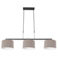 Hanglamp Stang 3462ZW Zwart + Kap Grijs Linnen