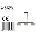 Hanglamp Stang 3462ZW Zwart + Kap Grijs Linnen