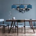 Hanglamp Stang 3464ZW Zwart + Kap Velours Blauw