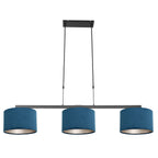 Hanglamp Stang 3464ZW Zwart + Kap Velours Blauw