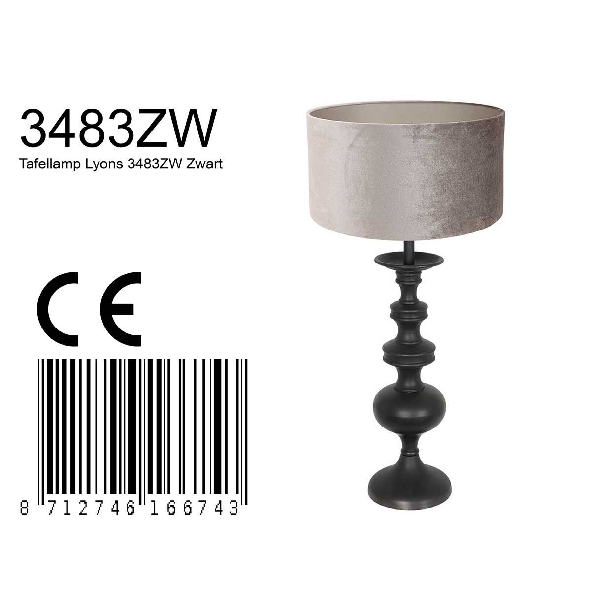 Tafellamp Lyons 3483ZW Zwart