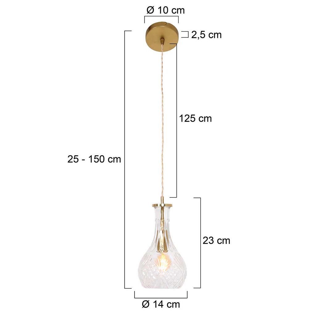 Hanglamp Grazio Glass 3493ME Messing met E14 fitting