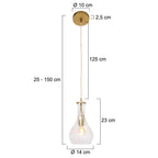 Hanglamp Grazio Glass 3493ME Messing met E14 fitting