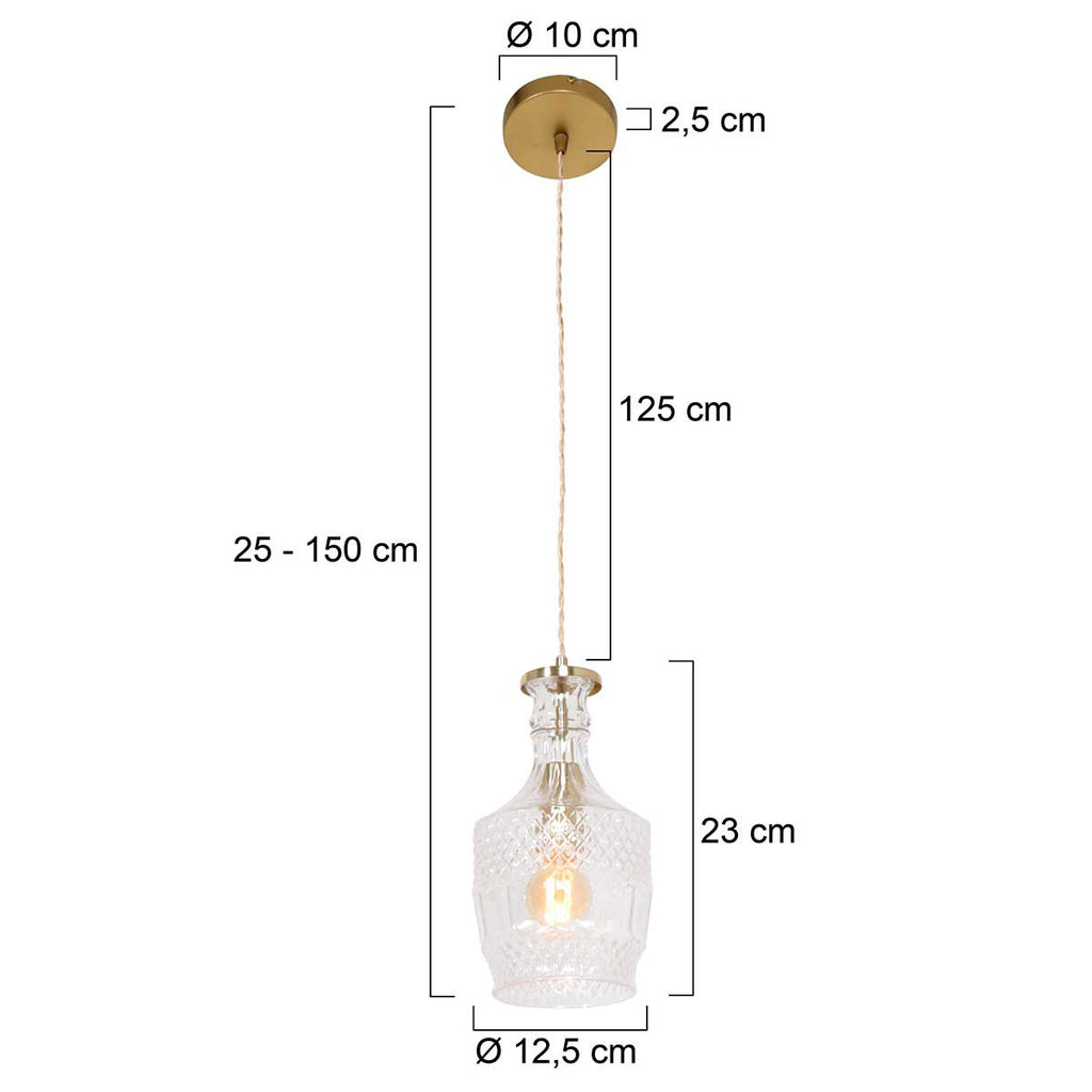 Hanglamp Grazio Glass 3494ME Messing met E14 fitting