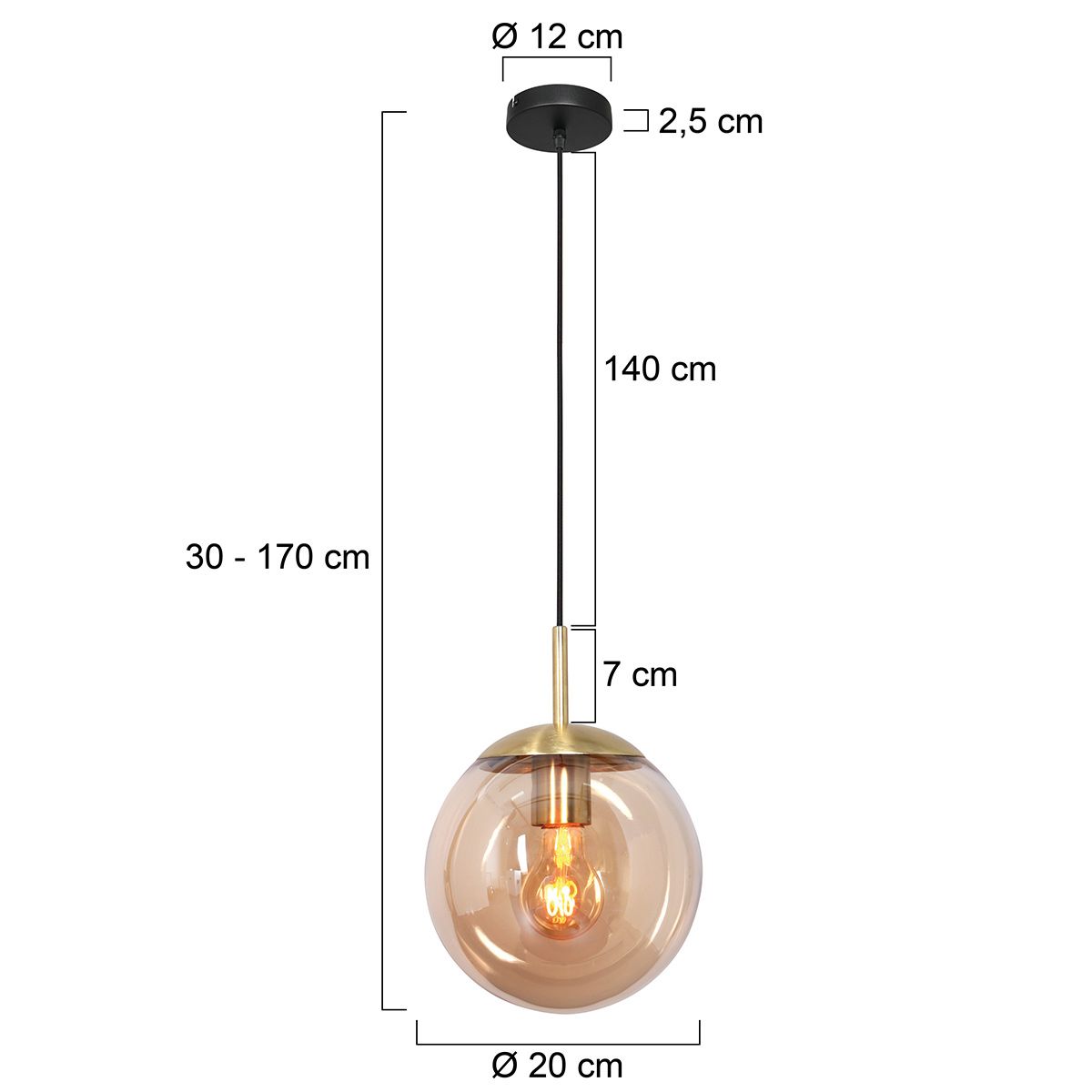 Hanglamp Bollique 3496ME Messing