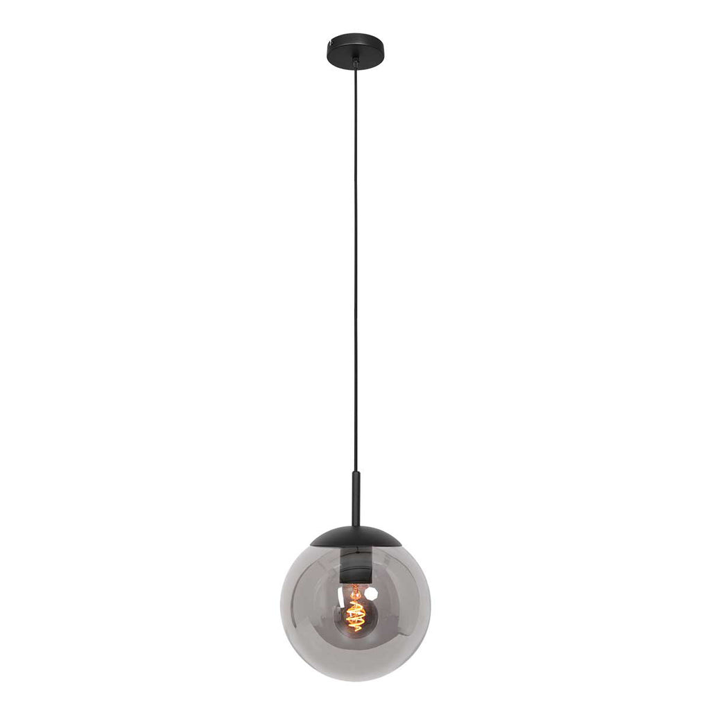 Hanglamp Bollique 3497ZW zwarte lamp met smoke glas Ø25 cm