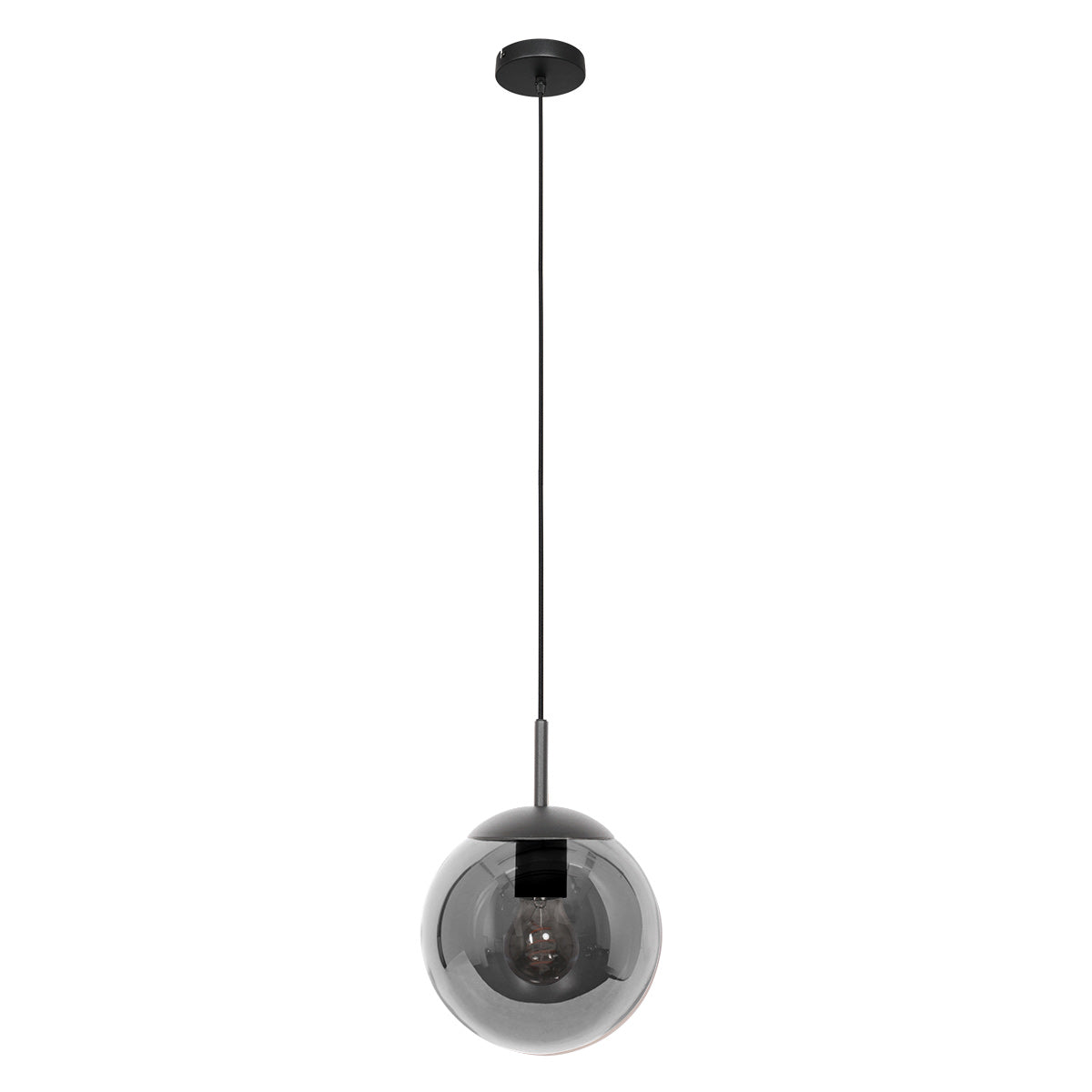 Hanglamp Bollique 3497ZW zwarte lamp met smoke glas Ø25 cm