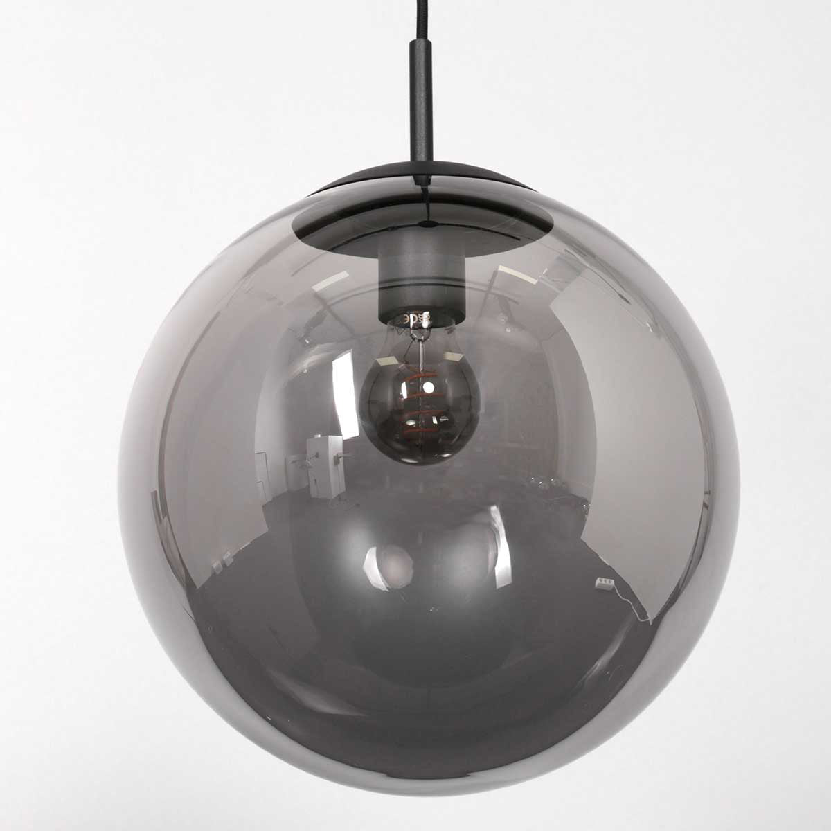 Hanglamp Bollique 3497ZW zwarte lamp met smoke glas Ø25 cm
