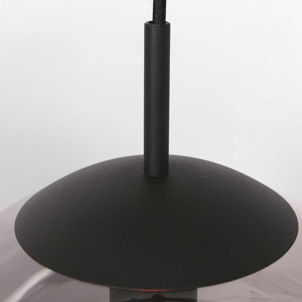 Hanglamp Bollique 3497ZW zwarte lamp met smoke glas Ø25 cm