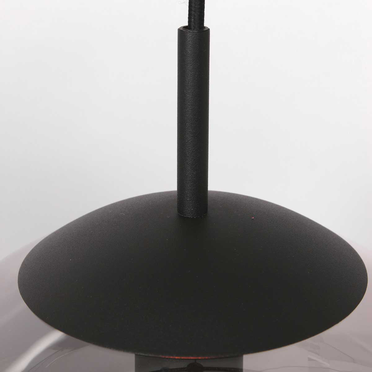 Hanglamp Bollique 3497ZW zwarte lamp met smoke glas Ø25 cm