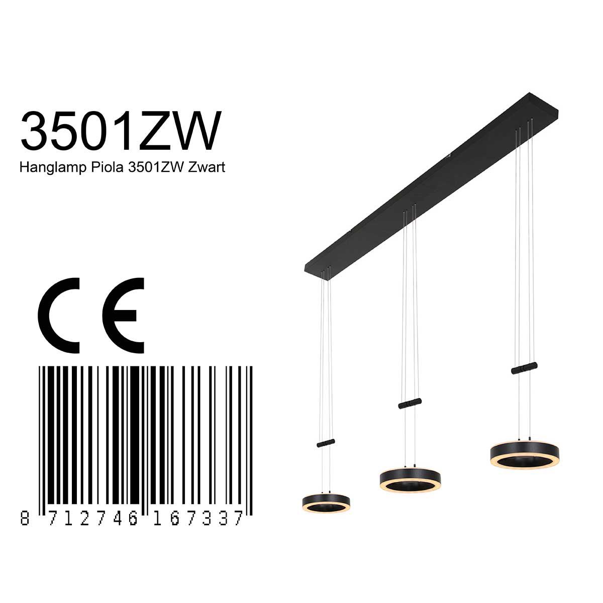 Hanglamp Piola 3501ZW Zwart