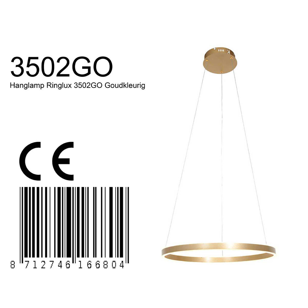 Hanglamp Ringlux 3502GO gouden LED ringlamp Ø60 cm
