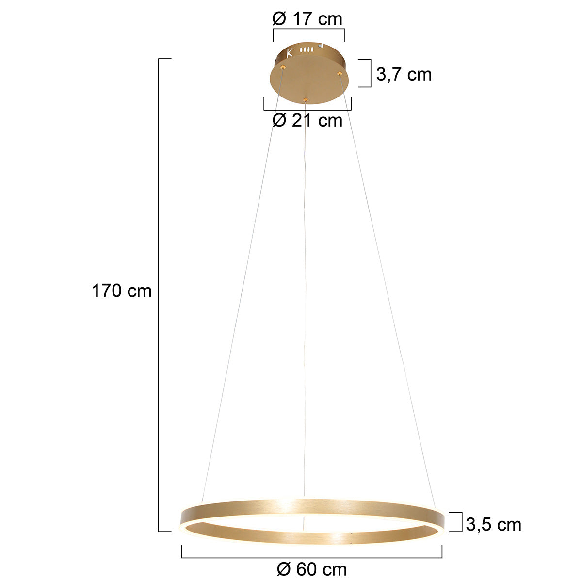 Hanglamp Ringlux 3502GO gouden LED ringlamp Ø60 cm