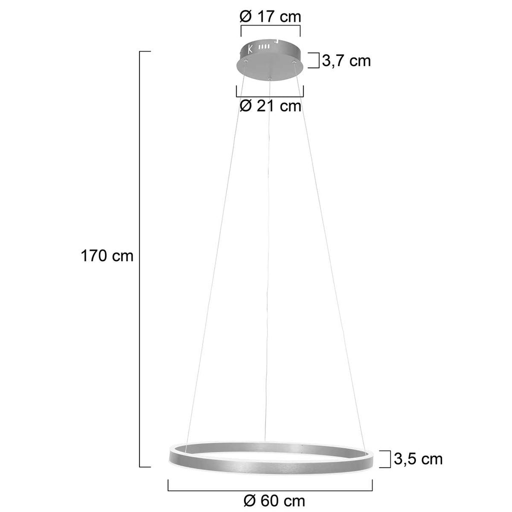 Hanglamp Ringlux 3502ST stalen LED ringlamp Ø60 cm
