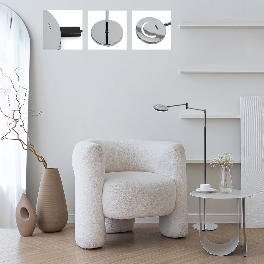 Soleil 3515CH vloerlamp – oplaadbaar leeslamp-design in chroom