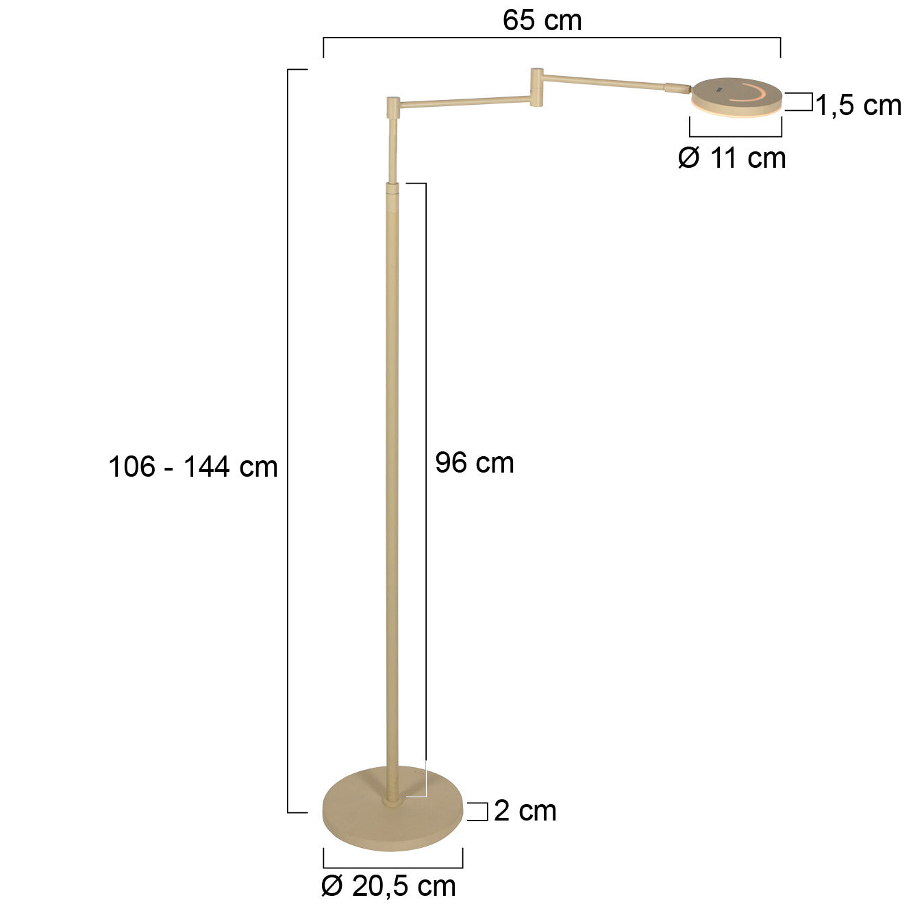 Soleil 3515CR vloerlamp – draadloze leeslamp in zachte crèmetint