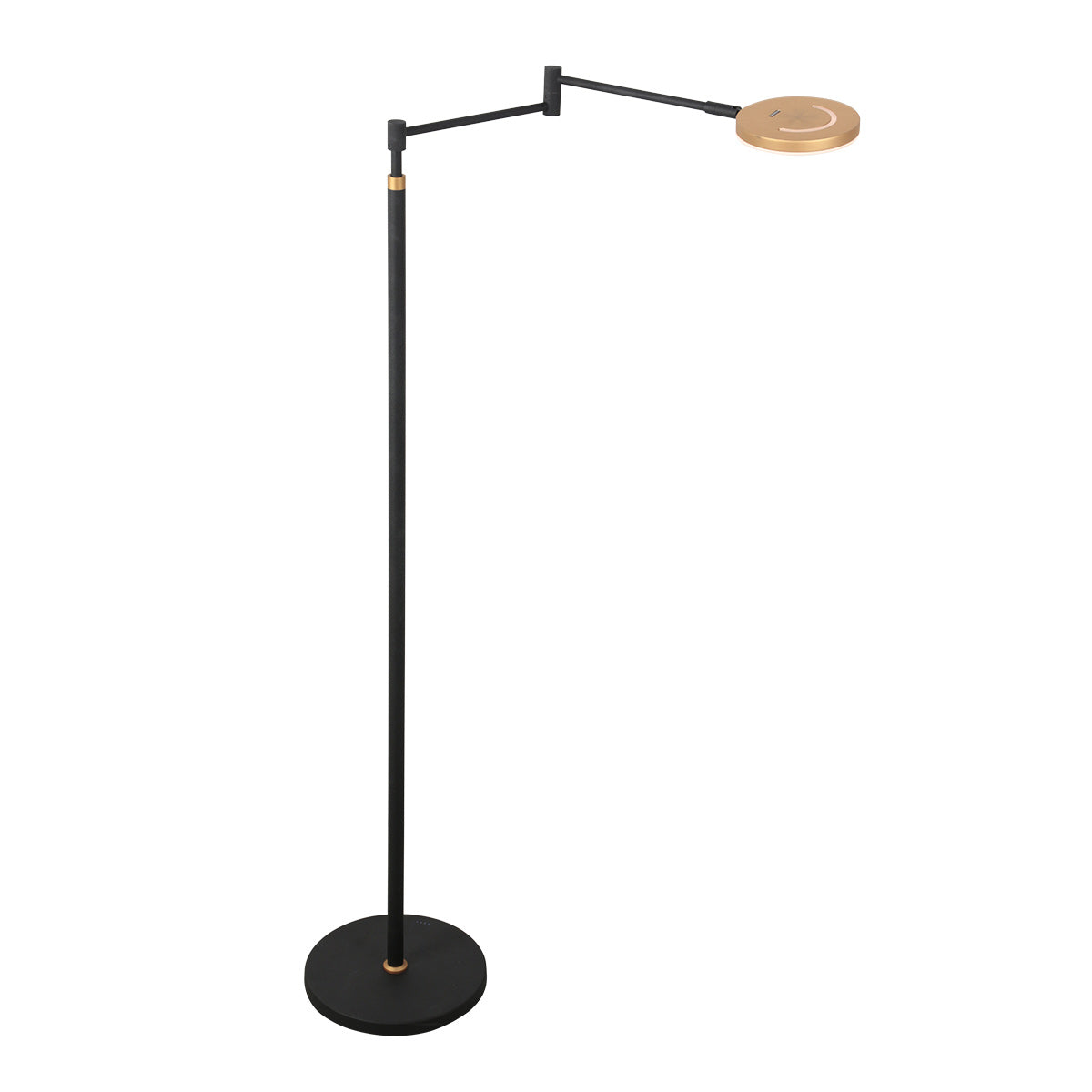 Zwarte vloerlamp Soleil 3515GO met goudkleurige details – Oplaadbare accu en zwenkarm