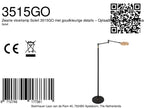 Zwarte vloerlamp Soleil 3515GO met goudkleurige details – Oplaadbare accu en zwenkarm