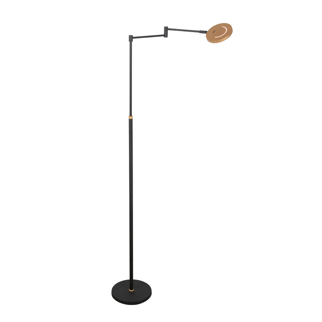 Zwarte vloerlamp Soleil 3515GO met goudkleurige details – Oplaadbare accu en zwenkarm