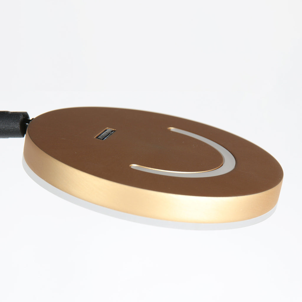 Zwarte vloerlamp Soleil 3515GO met goudkleurige details – Oplaadbare accu en zwenkarm