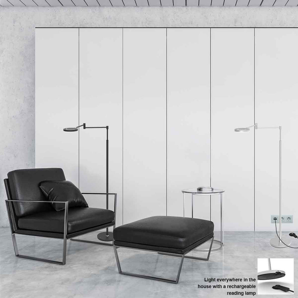 Vloerlamp Soleil accu 3515ZW zwart met zwenkarm