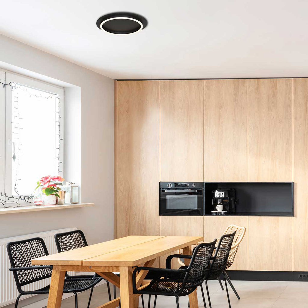 Plafondlamp Ringlux 3655ZW zwarte plafondlamp met warm LED licht
