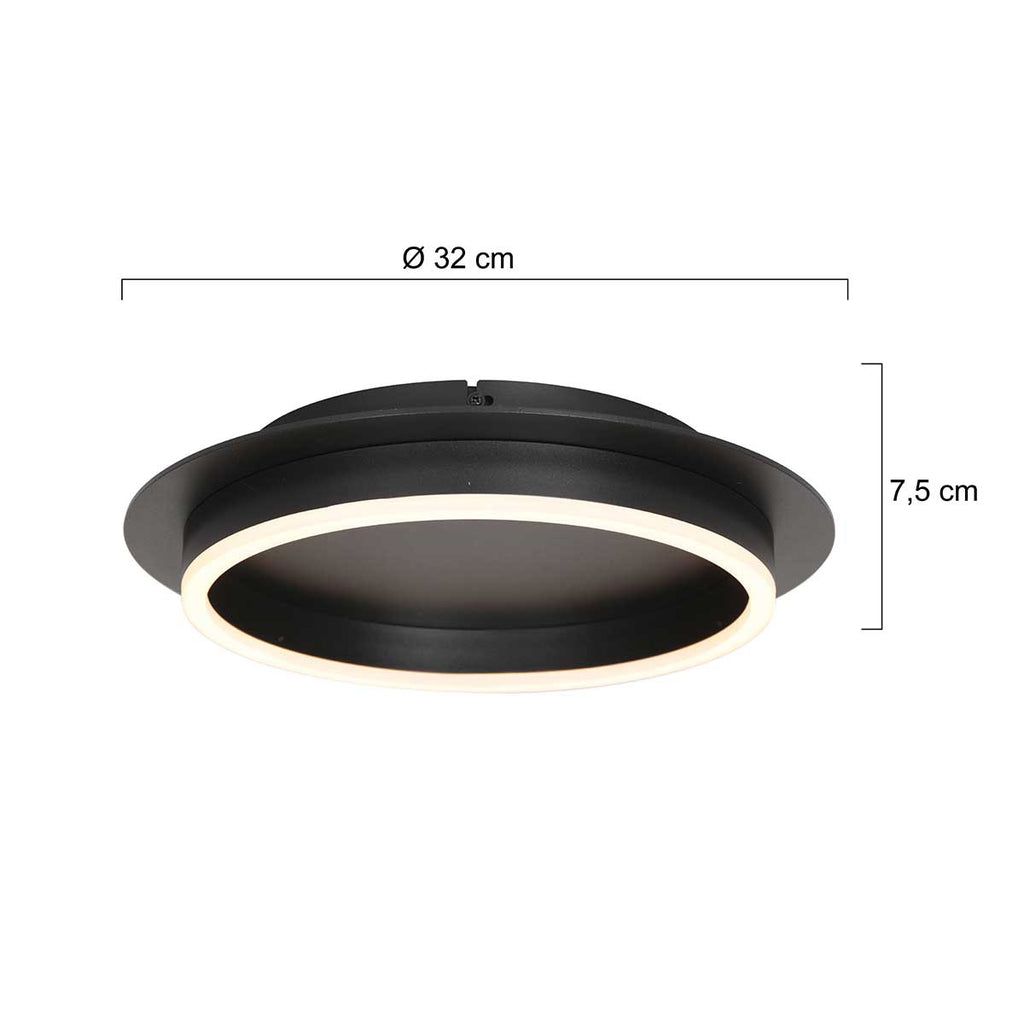 Plafondlamp Ringlux 3655ZW zwarte plafondlamp met warm LED licht