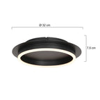 Plafondlamp Ringlux 3655ZW zwarte plafondlamp met warm LED licht
